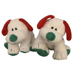 Ty Pluffies Frost the Holiday Puppy Plush Bean Christmas Lot of 2 NO TUSH TAGS